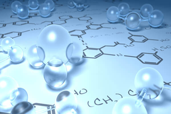 Glass molecules on a chemistry chart